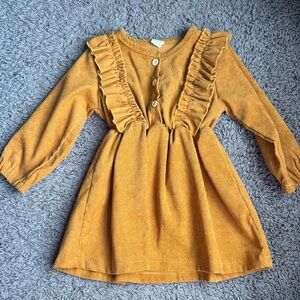 Charming Mustard Ruffle Kids Dress